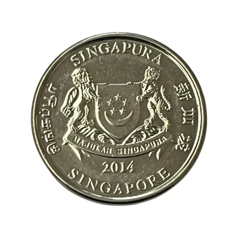 Moeda 20 Cents Singapura 2014 - SOBERBA - KM# 347 - frente