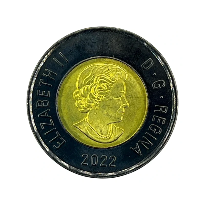 Frente de Moeda Canadá 2 Doláres - 2022 - Tributo à Rainha Elizabeth II anel escuro - SOBERBA - UC# 739